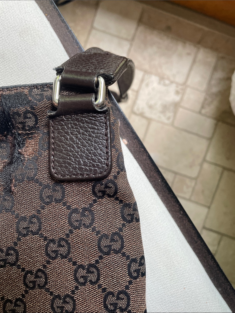 AUTHENTIC Gucci Brown Monogram Crossbody Bag - Brown As Is Project Rehab - Picture 12 of 16